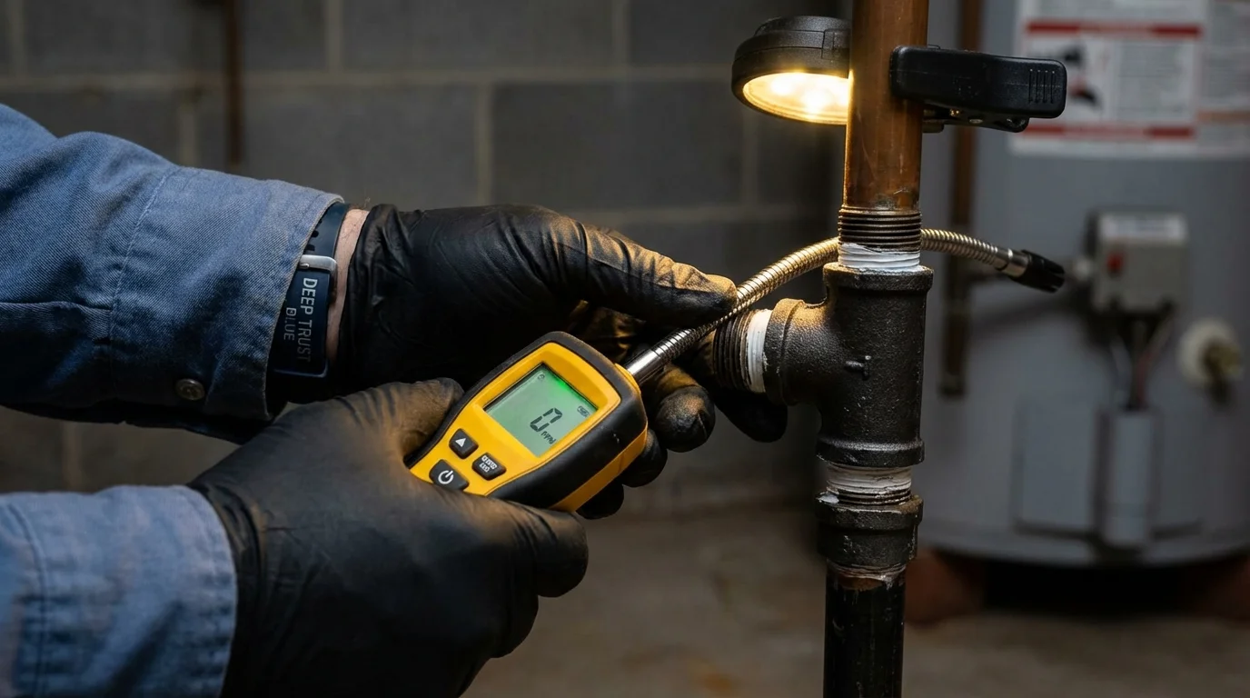 Gas leak detection with electronic sniffer by Johns Plumbing LLC in Fillmore