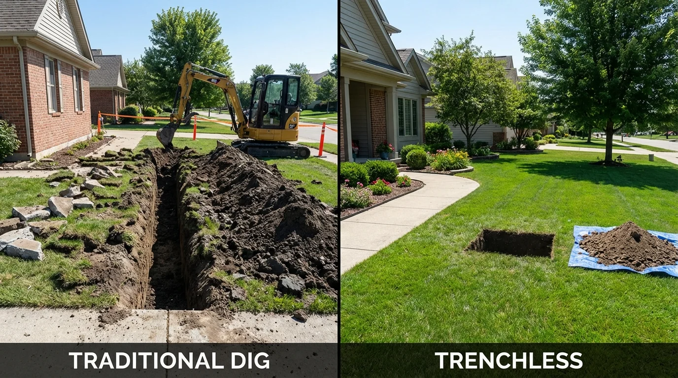 Trenchless sewer repair with minimal yard damage versus traditional excavation in Fillmore, UT